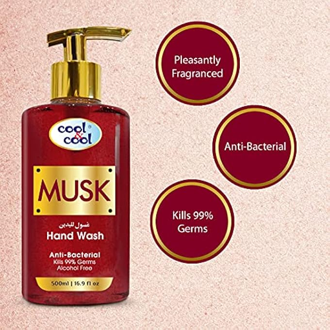 Cool & Cool ARABIC SERIES MUSK HAND WASH -500ML - ANTIBACTERIAL, ALCOHOL-FREE, MOISTURIZING WITH VITAMIN E, 99% GERM-KILLING FORMULA - Image 3
